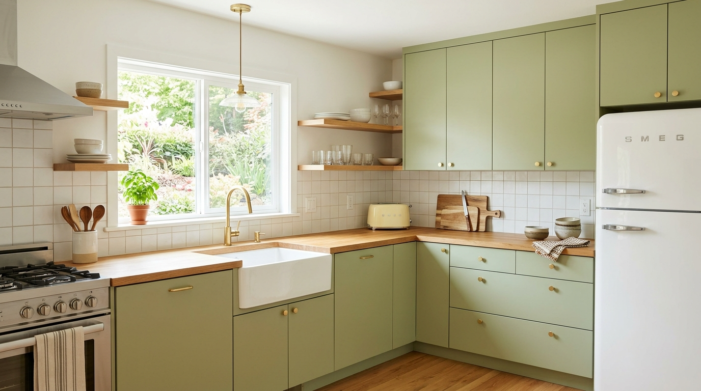 11) Choose flat-panel cabinets and simple hardware in kitchens